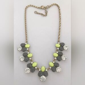 J CREW GOLDTONE GREY,FLUORESCENCE COLOR RESIN,CUT CRYSTAL NECKLACE NWOT